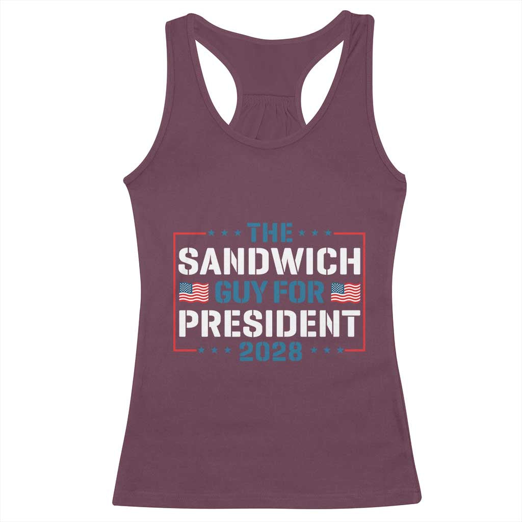 The Sandwich Guy for President 2028 Racerback Tank Top Free DC Funny Political Satire TS14 Maroon Print Your Wear