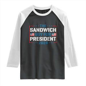 The Sandwich Guy for President 2028 Raglan Shirt Free DC Funny Political Satire - Print Your Wear