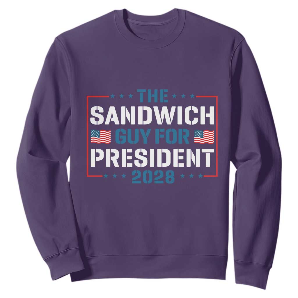 The Sandwich Guy for President 2028 Sweatshirt Free DC Funny Political Satire TS14 Purple Print Your Wear