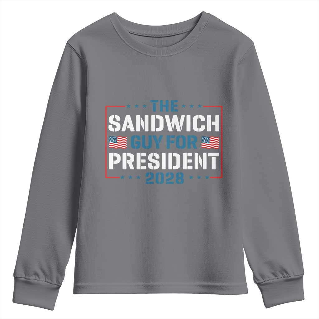 The Sandwich Guy for President 2028 Youth Sweatshirt Free DC Funny Political Satire TS14 Charcoal Print Your Wear