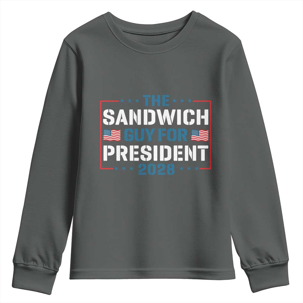 The Sandwich Guy for President 2028 Youth Sweatshirt Free DC Funny Political Satire TS14 Dark Heather Print Your Wear