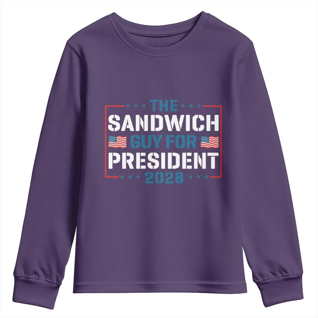 The Sandwich Guy for President 2028 Youth Sweatshirt Free DC Funny Political Satire TS14 Purple Print Your Wear