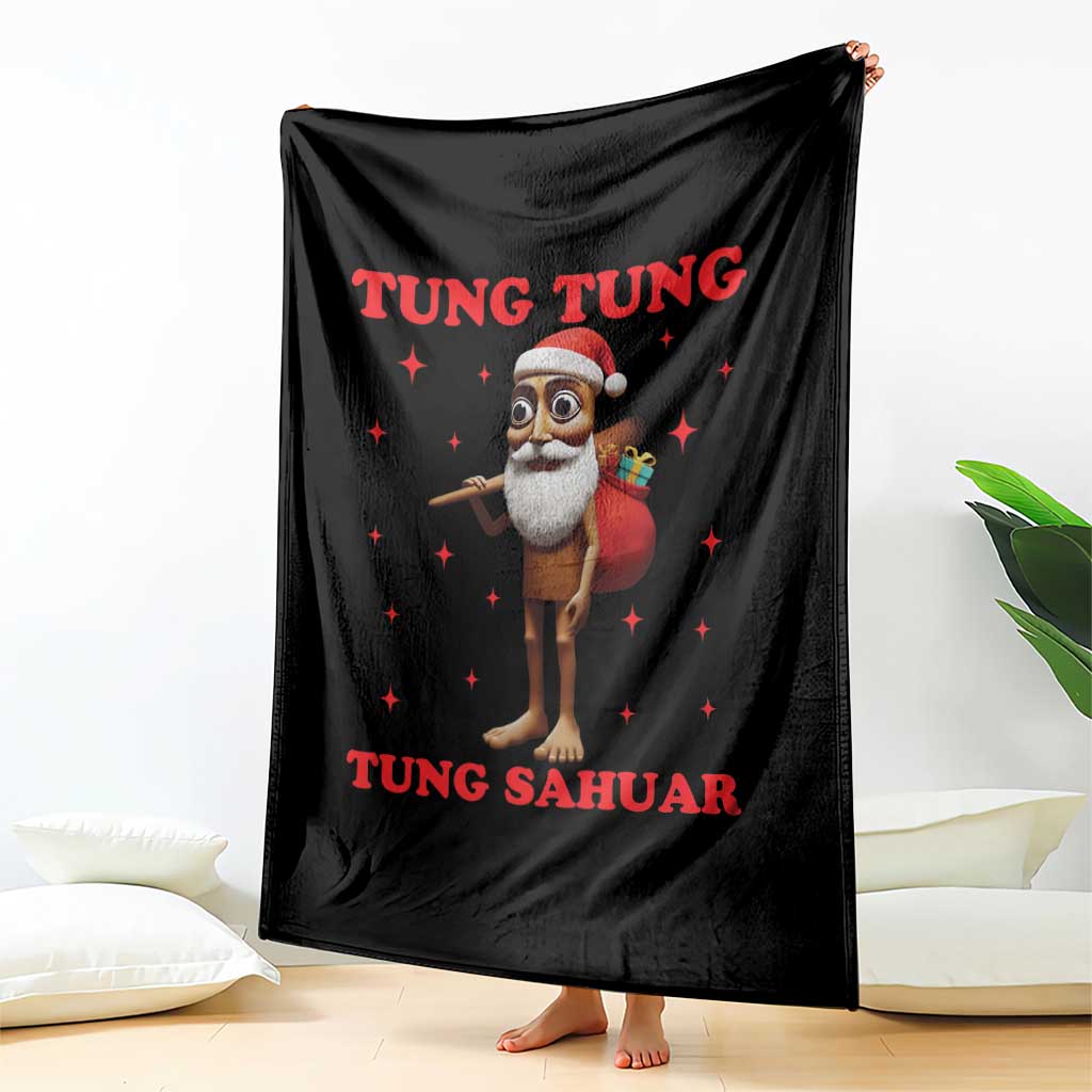 Funny Italian Brainrot Christmas Throw Blanket Tung Tung Tung Sahur Meme TS14 Print Your Wear