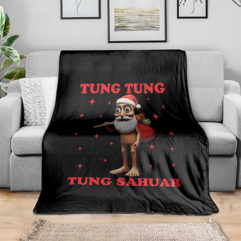 Funny Italian Brainrot Christmas Throw Blanket Tung Tung Tung Sahur Meme TS14 Print Your Wear