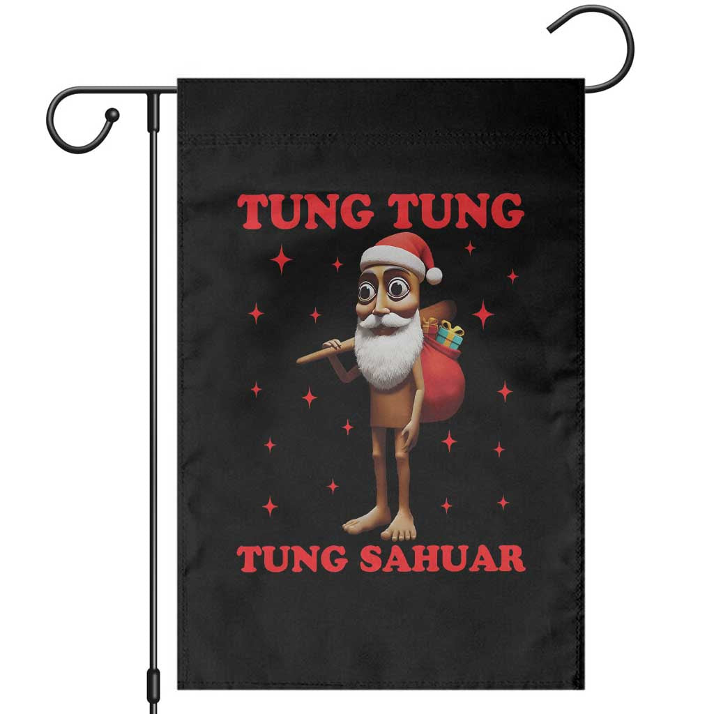 Funny Italian Brainrot Christmas Garden Flag Tung Tung Tung Sahur Meme TS14 Black Print Your Wear