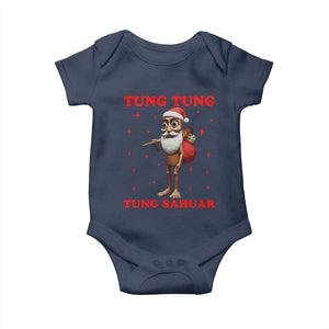 Funny Italian Brainrot Christmas Baby Onesie Tung Tung Tung Sahur Meme TS14 Navy Print Your Wear