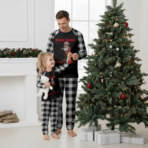 Funny Italian Brainrot Christmas Plaid Pajama Set Tung Tung Tung Sahur Meme TS14 White Plaid Print Your Wear