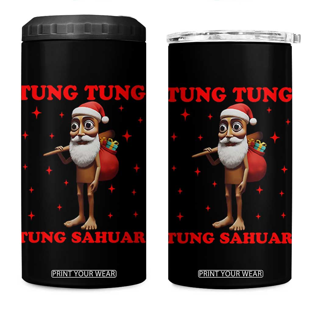 Funny Italian Brainrot Christmas 4 in 1 Can Cooler Tumbler Tung Tung Tung Sahur Meme TS14 One Size: 16 oz Black Print Your Wear