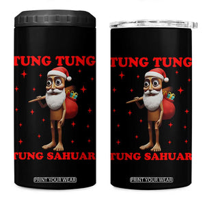Funny Italian Brainrot Christmas 4 in 1 Can Cooler Tumbler Tung Tung Tung Sahur Meme TS14 One Size: 16 oz Black Print Your Wear