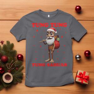 Funny Italian Brainrot Christmas T Shirt Tung Tung Tung Sahur Meme TS14 Charcoal Print Your Wear