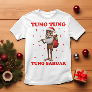 Funny Italian Brainrot Christmas T Shirt Tung Tung Tung Sahur Meme TS14 White Print Your Wear