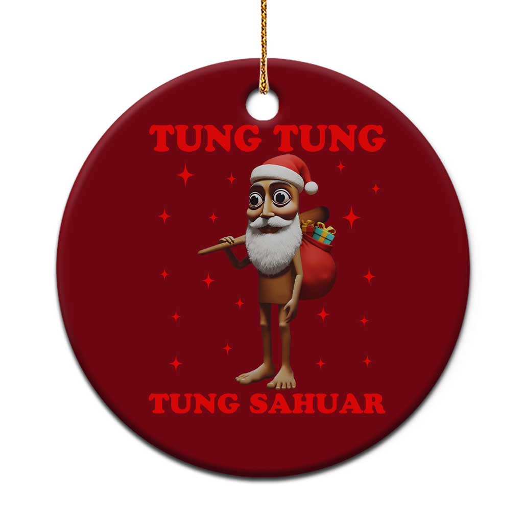 Funny Italian Brainrot Xmas Ceramic Ornament Tung Tung Tung Sahur Meme TS14 1pc Red Print Your Wear