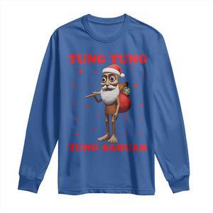 Funny Italian Brainrot Christmas Long Sleeve Shirt Tung Tung Tung Sahur Meme TS14 Royal Blue Print Your Wear
