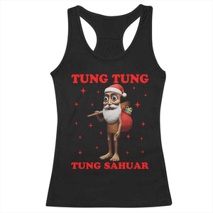 Funny Italian Brainrot Christmas Racerback Tank Top Tung Tung Tung Sahur Meme TS14 Black Print Your Wear
