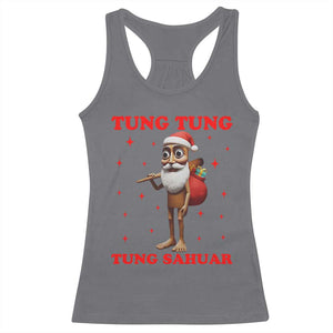 Funny Italian Brainrot Christmas Racerback Tank Top Tung Tung Tung Sahur Meme TS14 Charcoal Print Your Wear