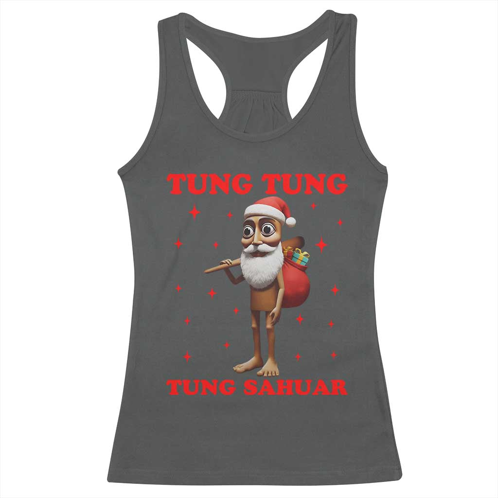 Funny Italian Brainrot Christmas Racerback Tank Top Tung Tung Tung Sahur Meme TS14 Dark Heather Print Your Wear
