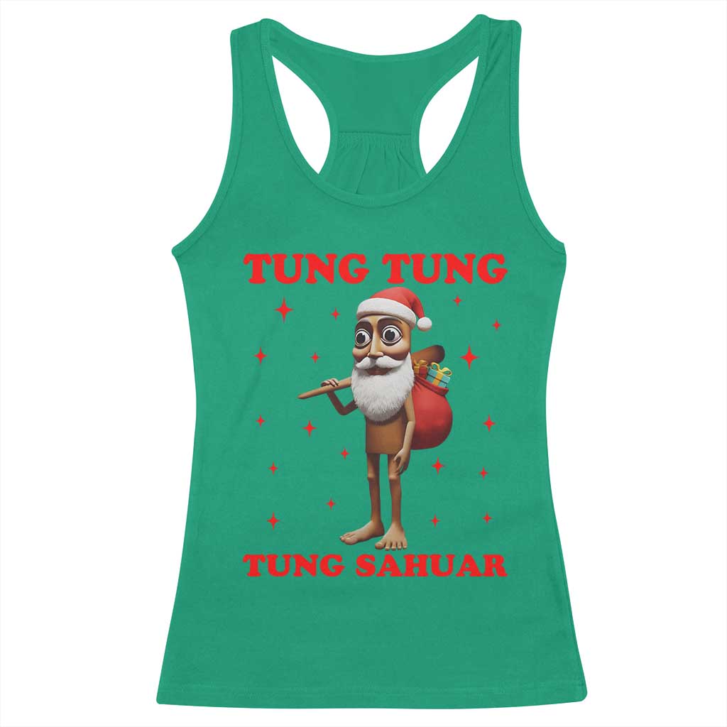 Funny Italian Brainrot Christmas Racerback Tank Top Tung Tung Tung Sahur Meme TS14 Irish Green Print Your Wear