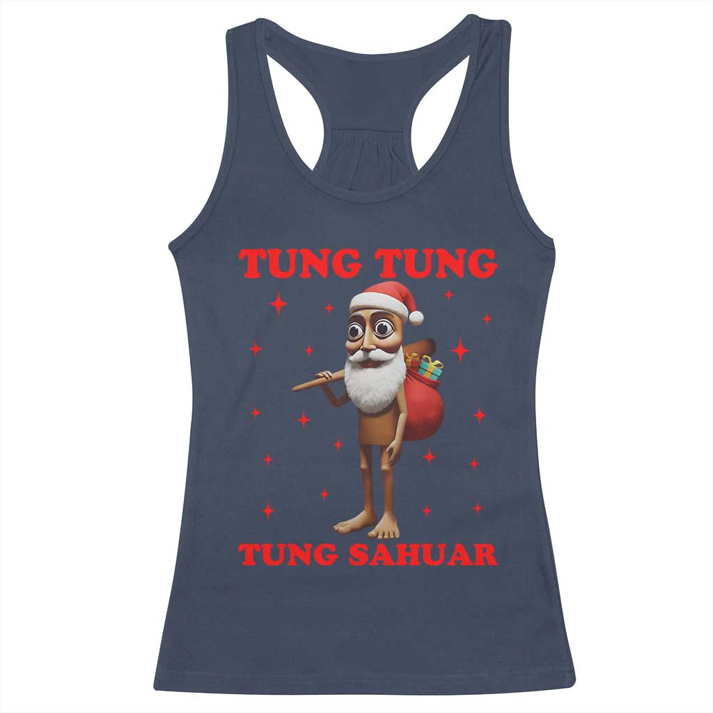 Funny Italian Brainrot Christmas Racerback Tank Top Tung Tung Tung Sahur Meme TS14 Navy Print Your Wear