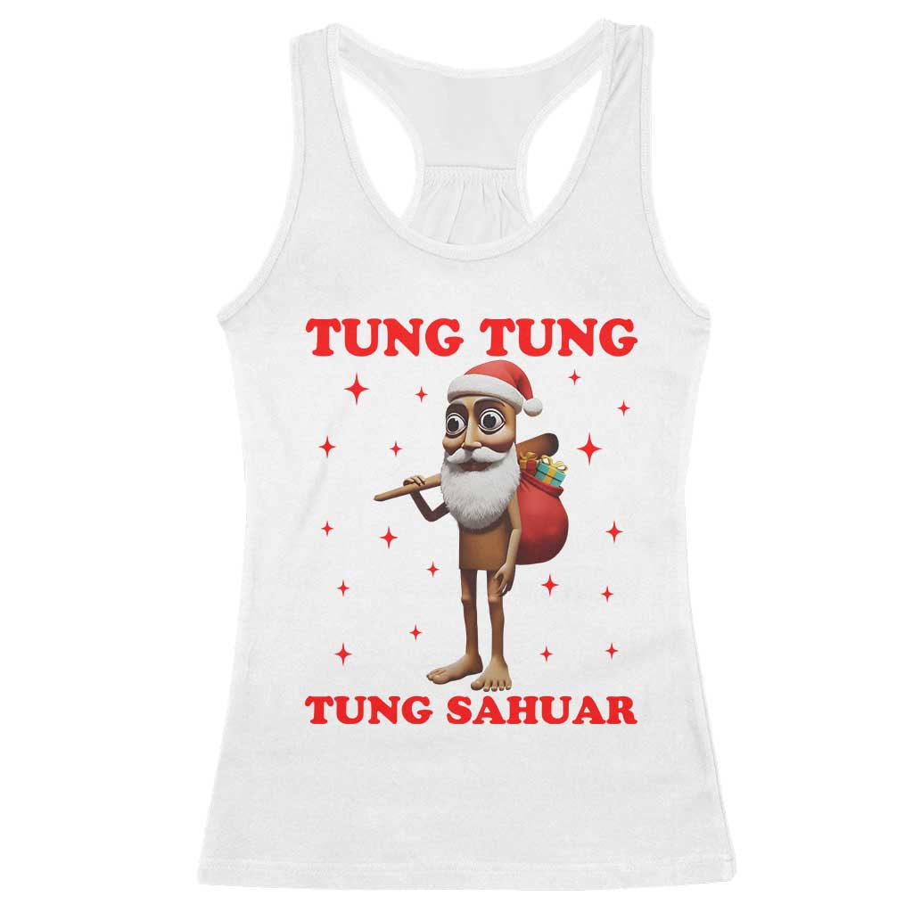 Funny Italian Brainrot Christmas Racerback Tank Top Tung Tung Tung Sahur Meme TS14 White Print Your Wear