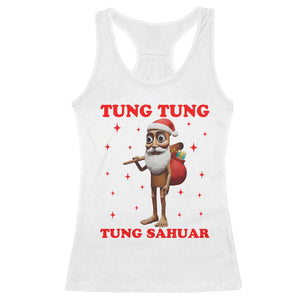 Funny Italian Brainrot Christmas Racerback Tank Top Tung Tung Tung Sahur Meme TS14 White Print Your Wear