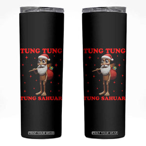 Funny Italian Brainrot Christmas Skinny Tumbler Tung Tung Tung Sahur Meme TS14 Black Print Your Wear