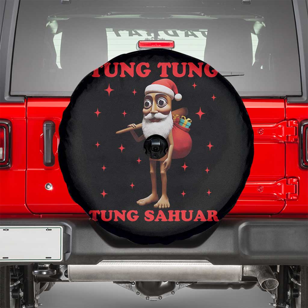 Funny Italian Brainrot Christmas Spare Tire Cover Tung Tung Tung Sahur Meme TS14 Black Print Your Wear
