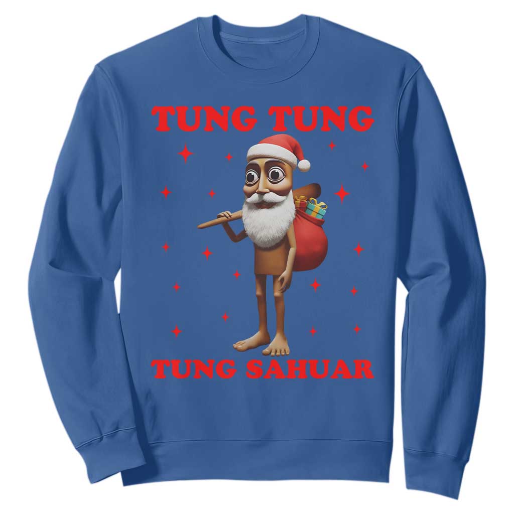 Funny Italian Brainrot Christmas Sweatshirt Tung Tung Tung Sahur Meme TS14 Royal Blue Print Your Wear