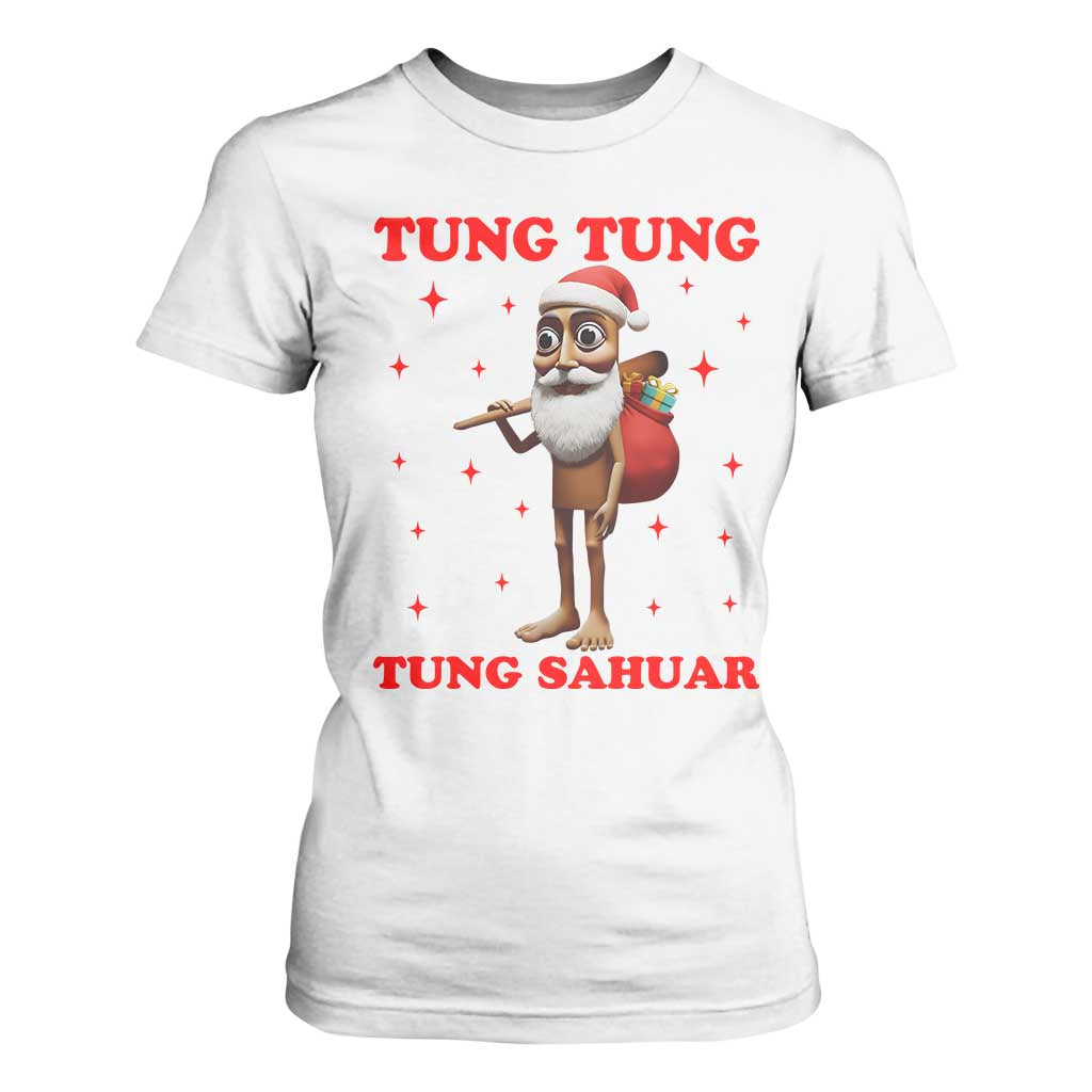 Funny Italian Brainrot Christmas T Shirt For Women Tung Tung Tung Sahur Meme TS14 White Print Your Wear