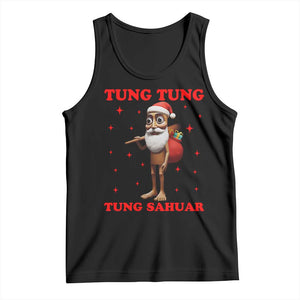 Funny Italian Brainrot Christmas Tank Top Tung Tung Tung Sahur Meme TS14 Black Print Your Wear