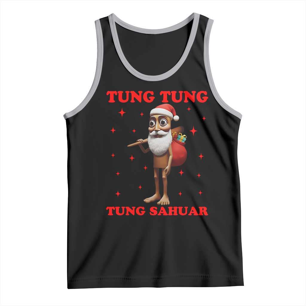 Funny Italian Brainrot Christmas Tank Top Tung Tung Tung Sahur Meme TS14 Black Athletic Heather Print Your Wear