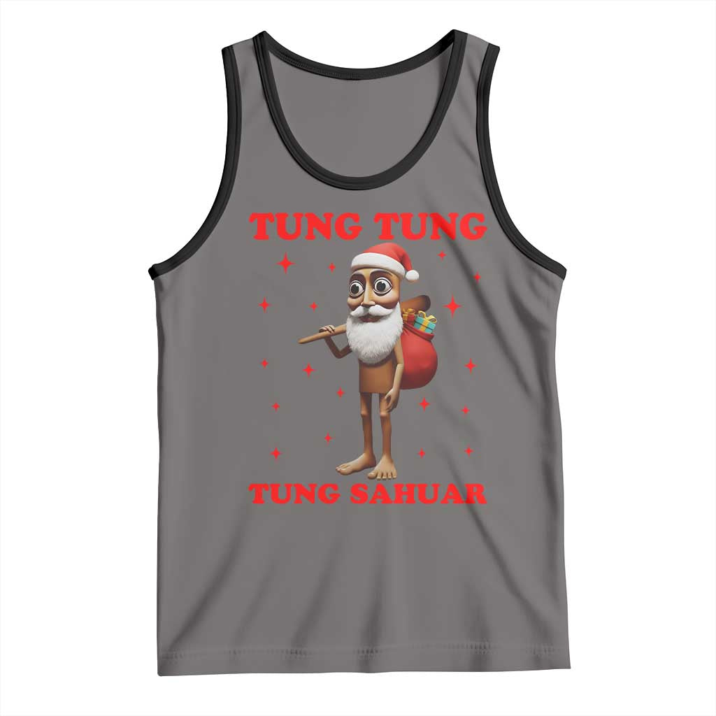 Funny Italian Brainrot Christmas Tank Top Tung Tung Tung Sahur Meme TS14 Deep Heather Black Print Your Wear
