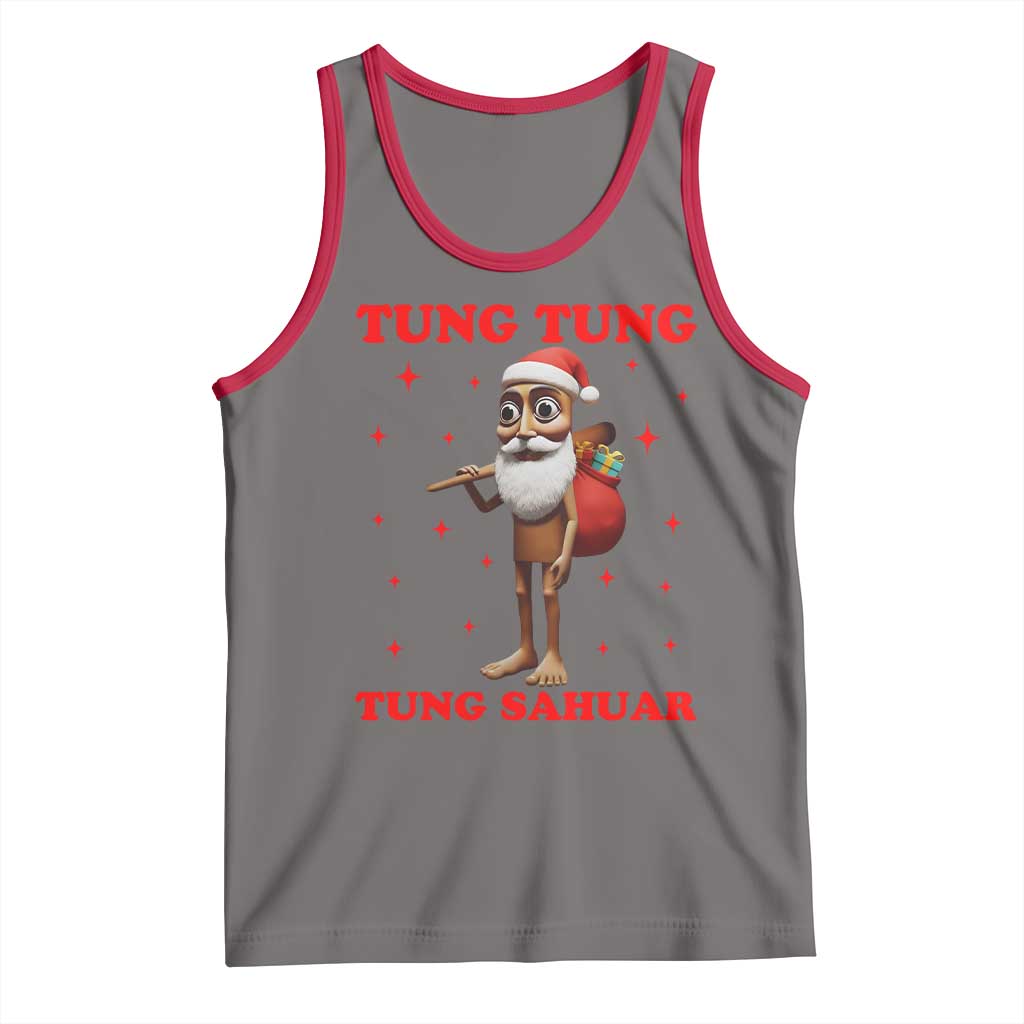Funny Italian Brainrot Christmas Tank Top Tung Tung Tung Sahur Meme TS14 Deep Heather Red Print Your Wear