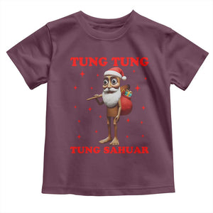 Funny Italian Brainrot Christmas Toddler T Shirt Tung Tung Tung Sahur Meme TS14 Maroon Print Your Wear