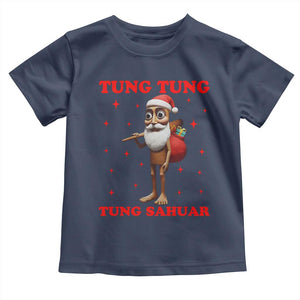Funny Italian Brainrot Christmas Toddler T Shirt Tung Tung Tung Sahur Meme TS14 Navy Print Your Wear