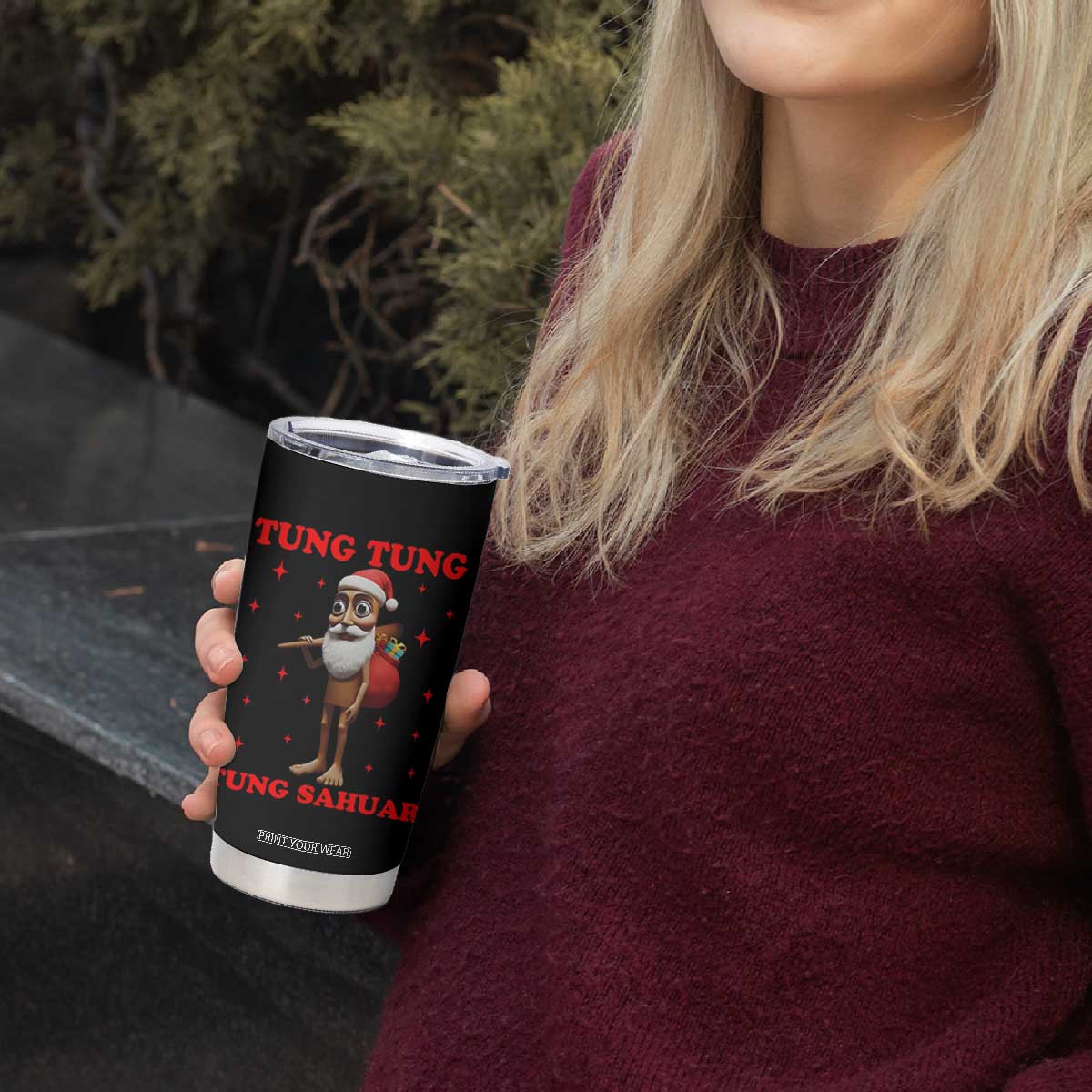 Funny Italian Brainrot Christmas Tumbler Cup Tung Tung Tung Sahur Meme TS14 Print Your Wear