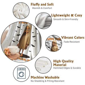 Funny Italian Brainrot Halloween Throw Blanket Tung Tung Tung Sahur Meme TS14 Print Your Wear