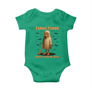 Funny Italian Brainrot Halloween Baby Onesie Tung Tung Tung Sahur Meme TS14 Irish Green Print Your Wear