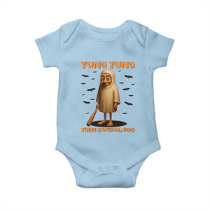 Funny Italian Brainrot Halloween Baby Onesie Tung Tung Tung Sahur Meme TS14 Light Blue Print Your Wear