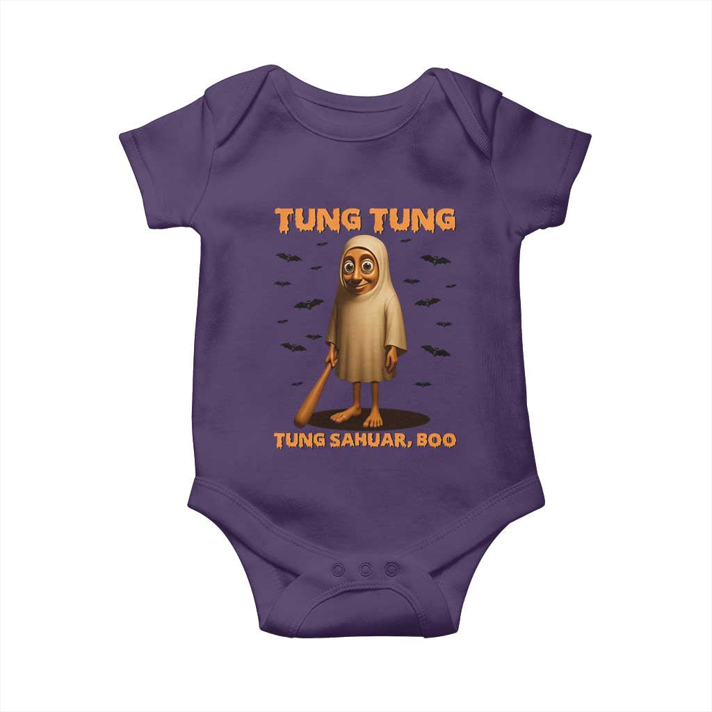 Funny Italian Brainrot Halloween Baby Onesie Tung Tung Tung Sahur Meme TS14 Purple Print Your Wear