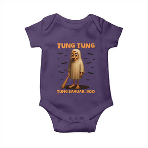 Funny Italian Brainrot Halloween Baby Onesie Tung Tung Tung Sahur Meme TS14 Purple Print Your Wear