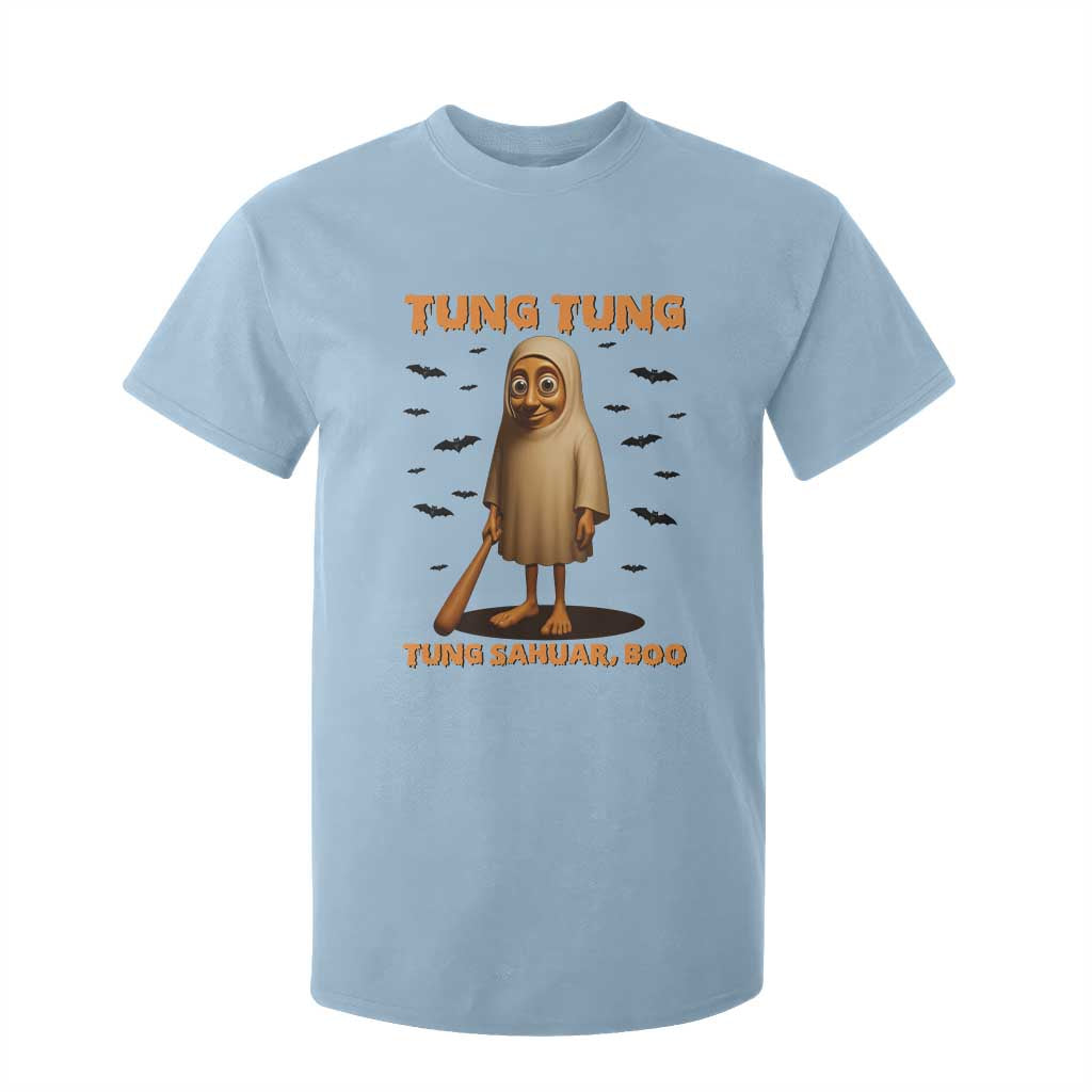 Funny Italian Brainrot Halloween T Shirt For Kid Tung Tung Tung Sahur Meme TS14 Light Blue Print Your Wear