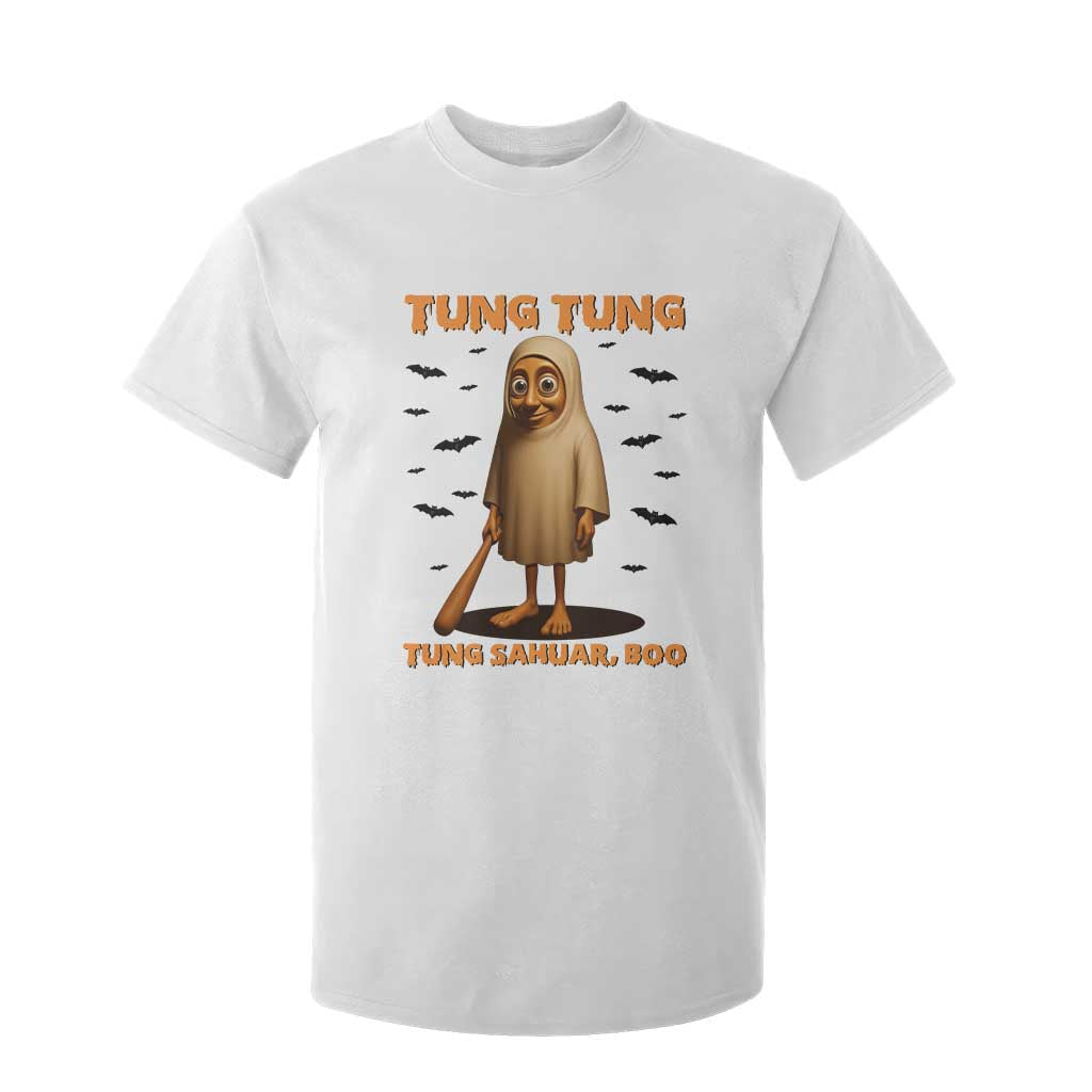 Funny Italian Brainrot Halloween T Shirt For Kid Tung Tung Tung Sahur Meme TS14 White Print Your Wear