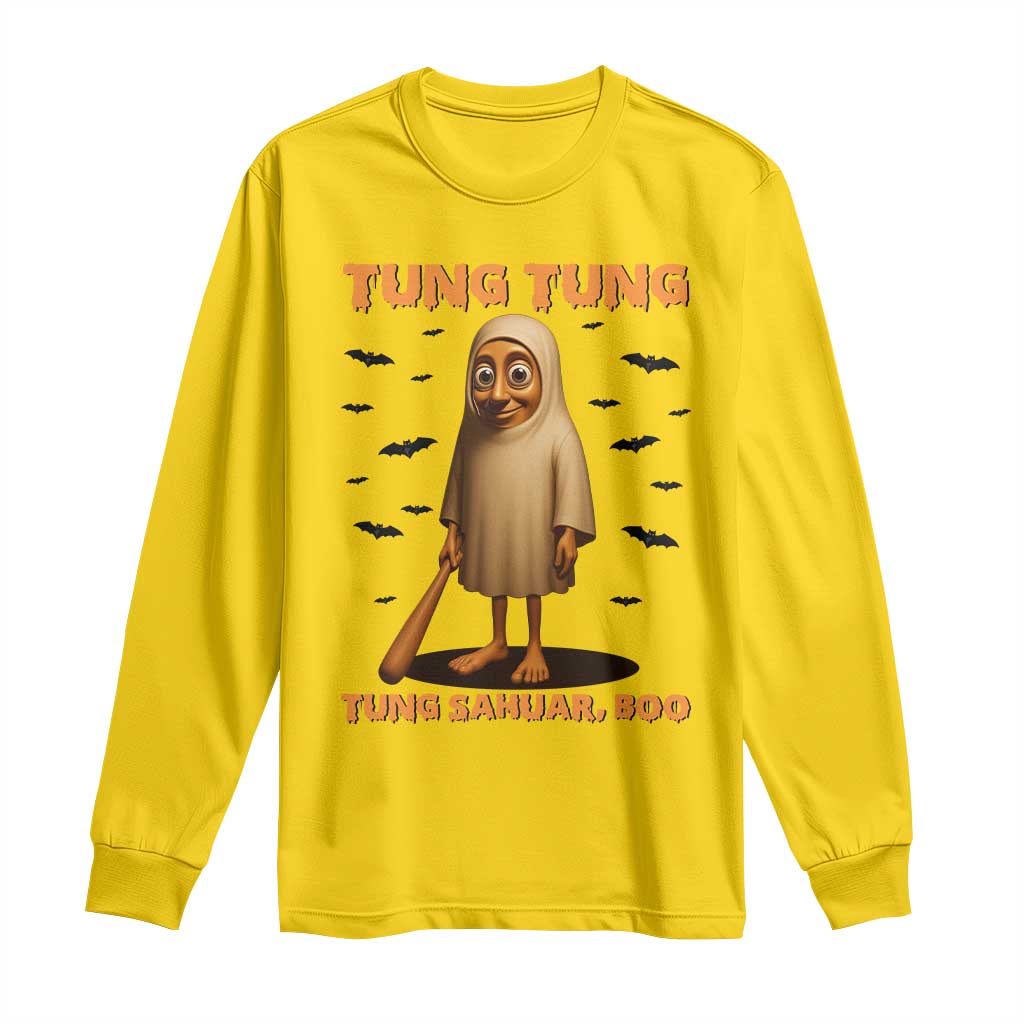 Funny Italian Brainrot Halloween Long Sleeve Shirt Tung Tung Tung Sahur Meme TS14 Daisy Print Your Wear