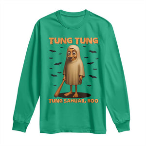 Funny Italian Brainrot Halloween Long Sleeve Shirt Tung Tung Tung Sahur Meme TS14 Irish Green Print Your Wear