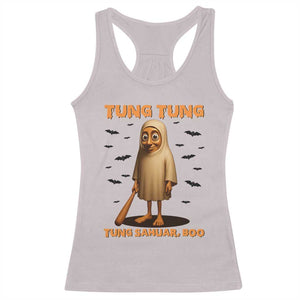 Funny Italian Brainrot Halloween Racerback Tank Top Tung Tung Tung Sahur Meme TS14 Ice Gray Print Your Wear