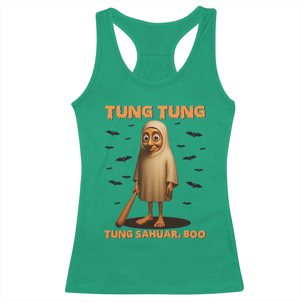 Funny Italian Brainrot Halloween Racerback Tank Top Tung Tung Tung Sahur Meme TS14 Irish Green Print Your Wear