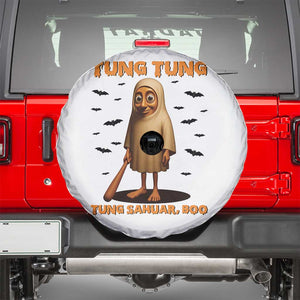 Funny Italian Brainrot Halloween Spare Tire Cover Tung Tung Tung Sahur Meme TS14 White Print Your Wear