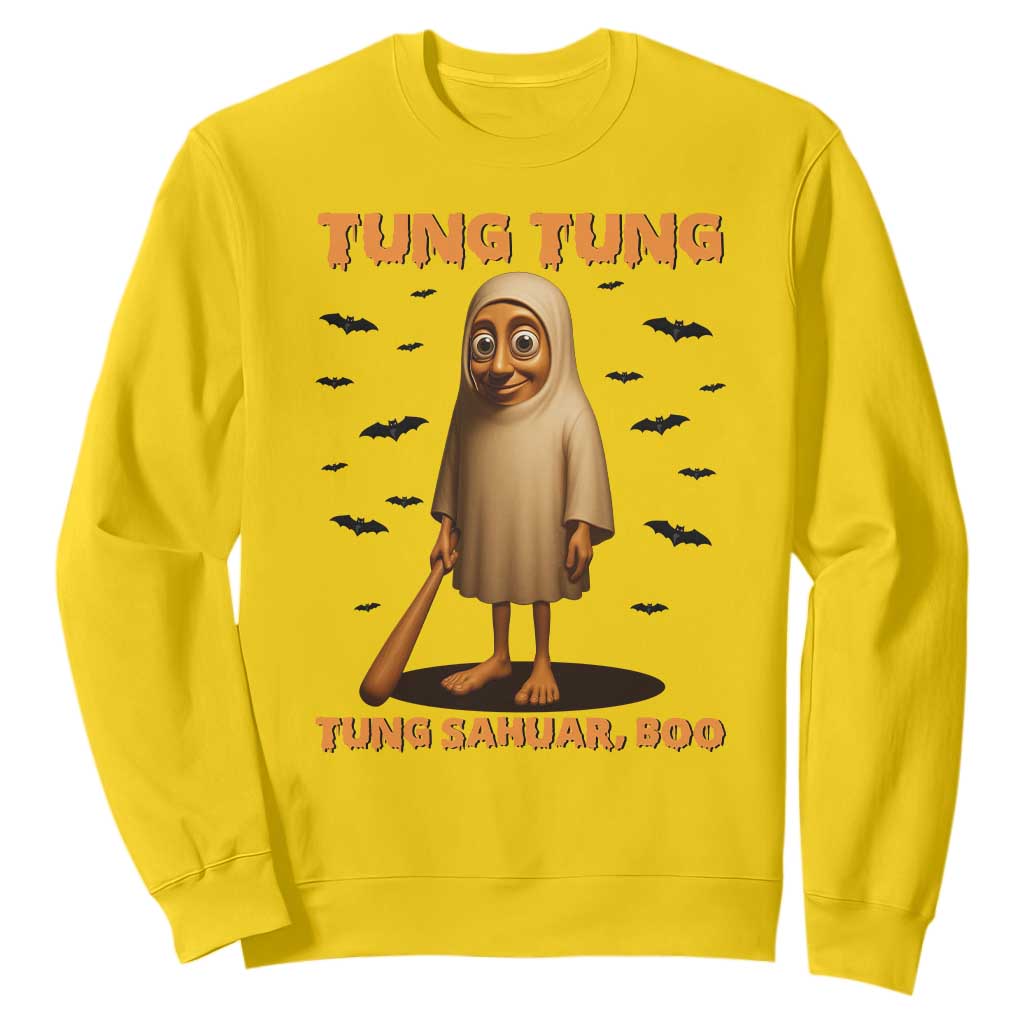 Funny Italian Brainrot Halloween Sweatshirt Tung Tung Tung Sahur Meme TS14 Daisy Print Your Wear