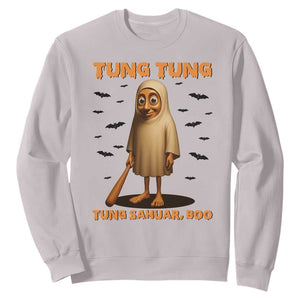 Funny Italian Brainrot Halloween Sweatshirt Tung Tung Tung Sahur Meme TS14 Ice Gray Print Your Wear