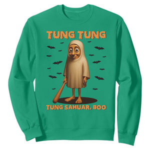 Funny Italian Brainrot Halloween Sweatshirt Tung Tung Tung Sahur Meme TS14 Irish Green Print Your Wear